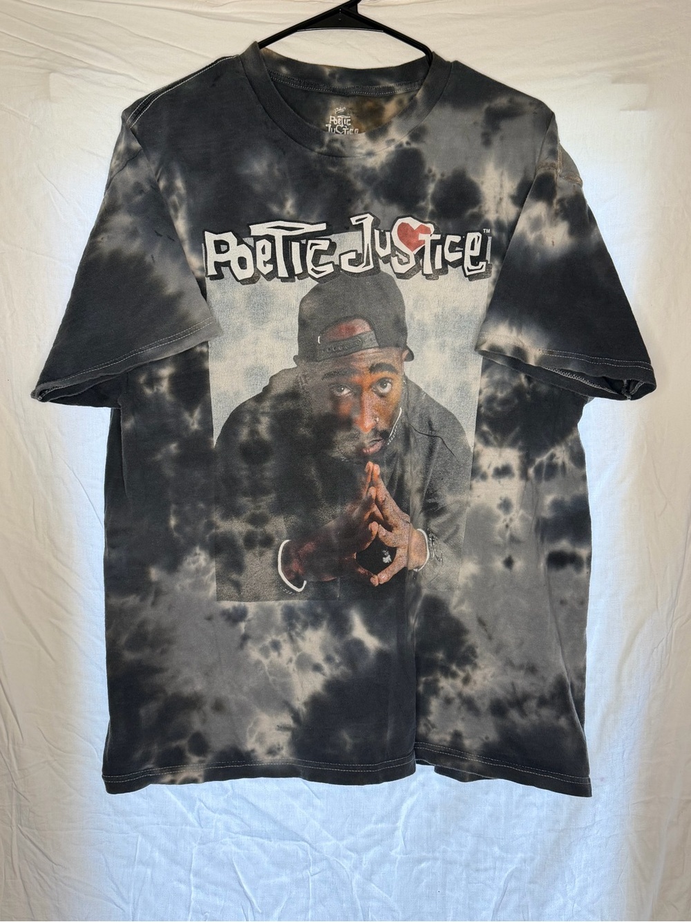 Poetic Justice Tie-Dye Graphic Tee in Black,Gray and Brown